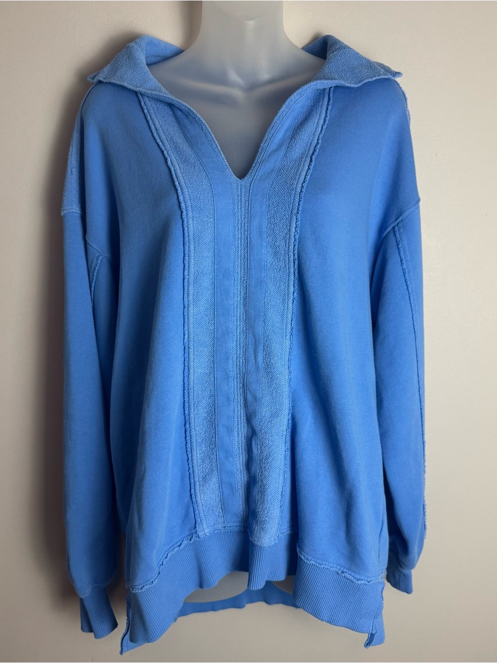 Aerie Electric Blue Oversized V Neck Pullover Sweatshirt Size XS
